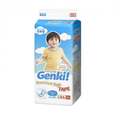 Genki подгузники Premium Soft L (9-14 кг) 54 шт.