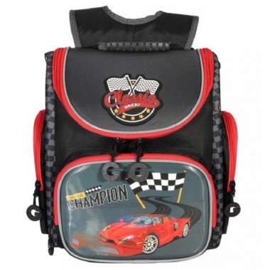 Grizzly, Школьный рюкзак для мальчика, черный-серый, гонки, RA-970-4