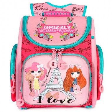 Grizzly, Школьный рюкзак для девочки, жимолость-розовый, Париж, RA-971-2