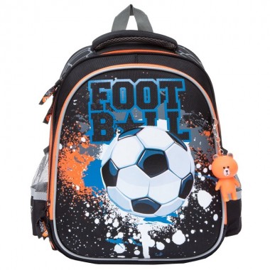Grizzly, Школьный рюкзак для мальчика, черный, футбол, ZI-34