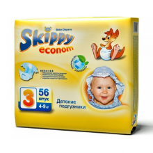 Skippy Econom подгузники для детей, размер M (4-9 кг) 56 шт