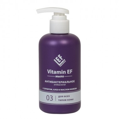 Vitamin EF Антибактериальное мыло с серебром, алоэ и маслом жожоба, 250 мл