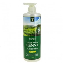 Deoproce Шампунь для волос с зеленым чаем и хной Greentea Henna Pure ReFresh Shampoo, 1000 мл