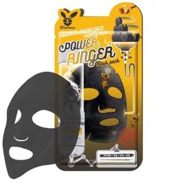 Elizavecca Тканевая маска с древесным углем и медом Black Charcoal Honey Deep Power Ringer Mask, 1 шт