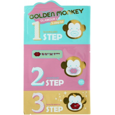 Holika Holika (7788) Набор средств для ухода за губами Golden monkey glamour lip 3-step kit,10шт по низкой цене в интернет магазине 4cleaning.ru