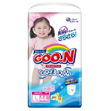 GooN, трусики для девочек L (9-14 кг), 44 шт