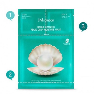 JM Solution Трехшаговый комплекс с экстрактом жемчуга Marine Luminous Pearl Deep Moisture Mask Pearl, 27 мл купить по низкой цене в интернет магазине 4cleaning.ru
