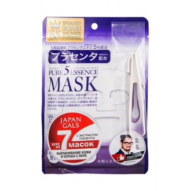 Japan Gals Pure5 Essence Маска для лица с плацентой, 7 шт