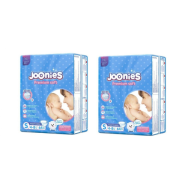 Набор 2 х Joonies Подгузники размер S (4-8 кг) 64 шт. купить по низкой цене в интернет магазине 10kids.ru