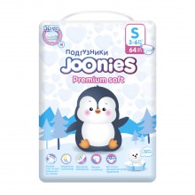 Joonies Подгузники Premium Soft размер S (3-6 кг) 64 шт