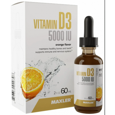 Maxler Vitamin D3 фл., 5000 МЕ, 60 мл, апельсин купить по низкой цене в интернет магазине 10kids.ru
