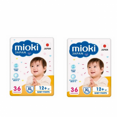 Набор 2 х Mioki трусики XL (12+ кг), 36 шт купить по низкой цене в интернет магазине 10kids.ru