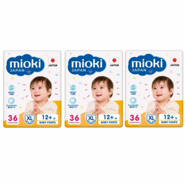 Набор 3 х Mioki трусики XL (12+ кг), 36 шт купить по низкой цене в интернет магазине 10kids.ru