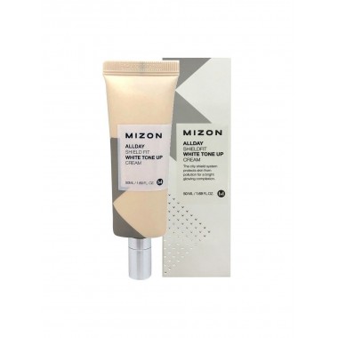 Mizon Allday shield fit white Tone up cream Отбеливающий увлажняющий крем для лица, 50 мл купить по низкой цене в интернет магазине 4cleaning.ru