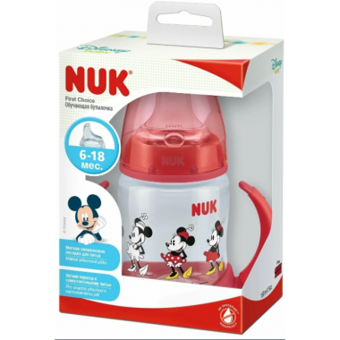 NUK Обучающая бутылочка насадкой из силикона Disney, 150 мл красный купить по низкой цене в интернет магазине 4cleaning.ru