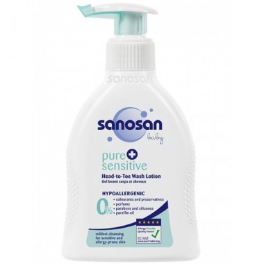 Sanosan Pure+sensitive 2 в 1 Детское средство для купания 200 мл