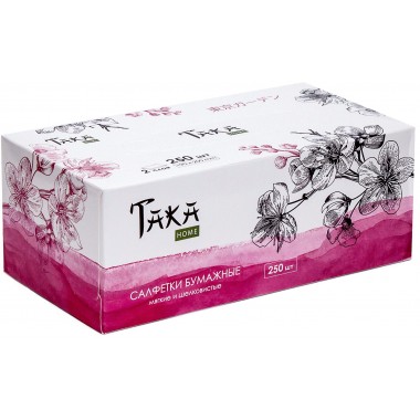 Taka Home Салфетки бумажные Tokyo Garden 2 слоя, 250 шт купить по низкой цене в интернет магазине 4cleaning.ru
