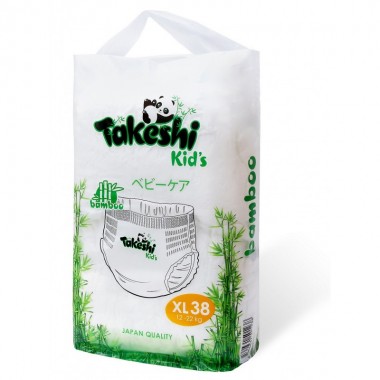 Подгузники-трусики для детей бамбуковые Takeshi Kid's XL (12-22 кг) 38 шт