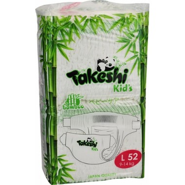 Подгузники для детей бамбуковые Takeshi Kid's L (9-14 кг) 52 шт