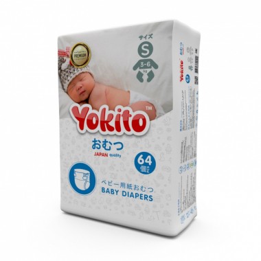 Yokito подгузники размер S (3-6 кг) 64 шт